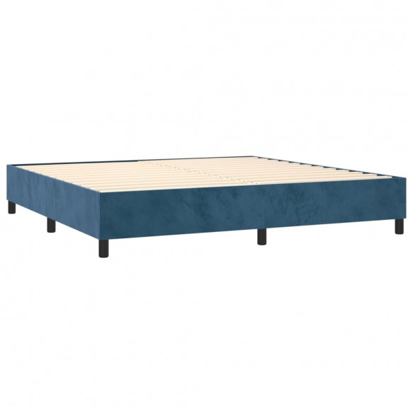 Cadre de lit et matelas Bleu foncé 200x200cm Velours