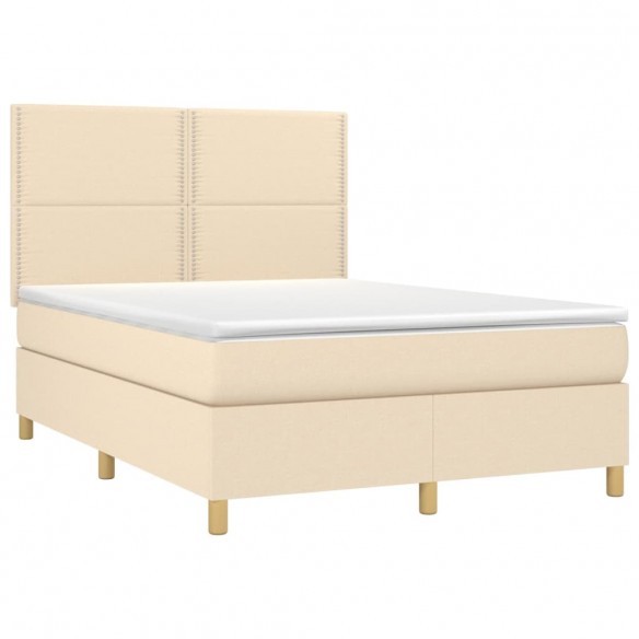 Cadre de lit avec matelas Crème 140x190 cm Tissu