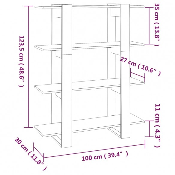 Bibliothèque/Séparateur de pièce Blanc 100x30x123,5 cm