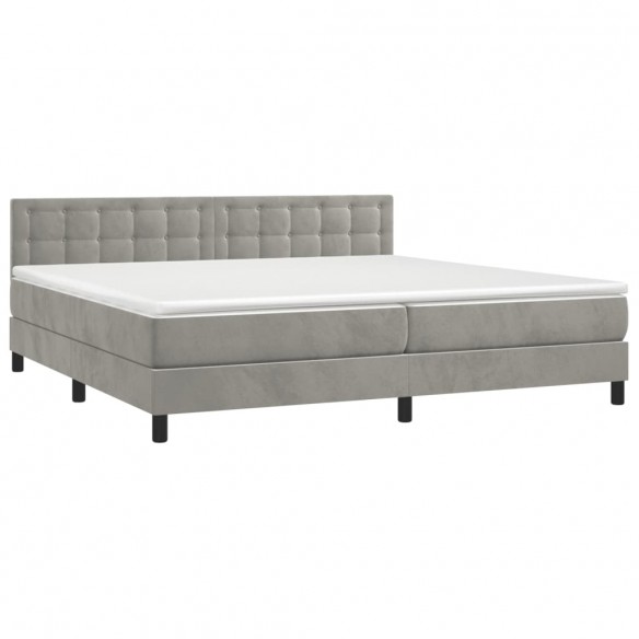 Cadre de lit matelas et LED Gris clair 200x200 cm