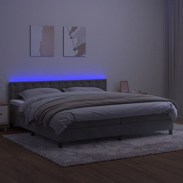 Cadre de lit matelas et LED Gris clair 200x200 cm