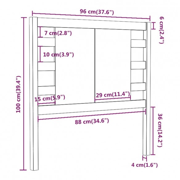 Tête de lit 96x4x100 cm Bois massif de pin