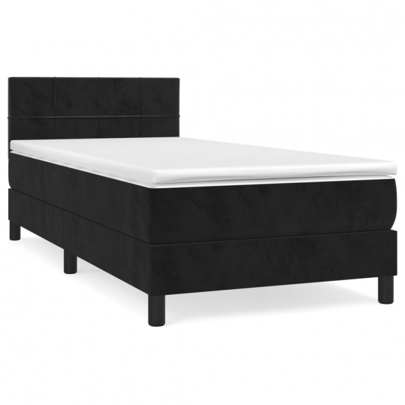 Cadre de lit avec matelas Noir 90x200 cm Velours