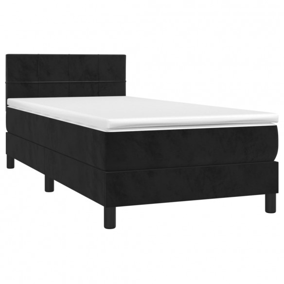 Cadre de lit avec matelas Noir 90x200 cm Velours