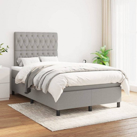 Cadre de lit avec matelas Gris clair 120x200cm Tissu