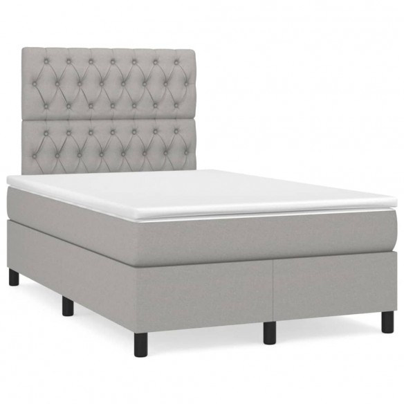 Cadre de lit avec matelas Gris clair 120x200cm Tissu