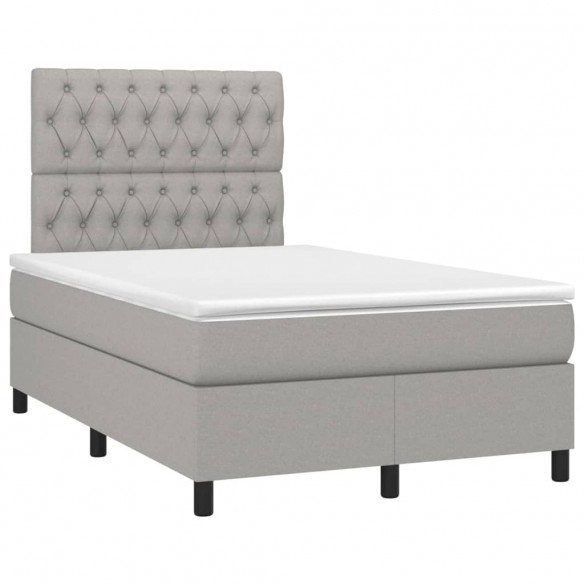 Cadre de lit avec matelas Gris clair 120x200cm Tissu