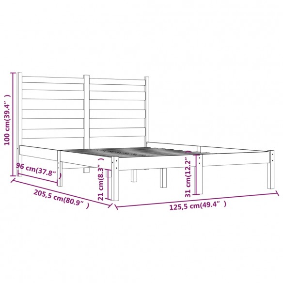 Cadre de lit Blanc Bois de pin massif 120x200 cm