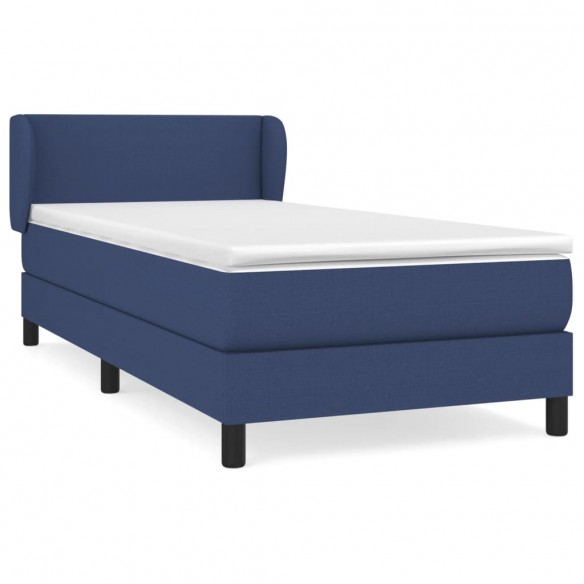 Cadre de lit avec matelas Bleu 100x200 cm Tissu