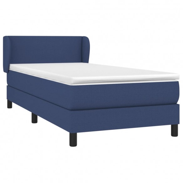 Cadre de lit avec matelas Bleu 100x200 cm Tissu