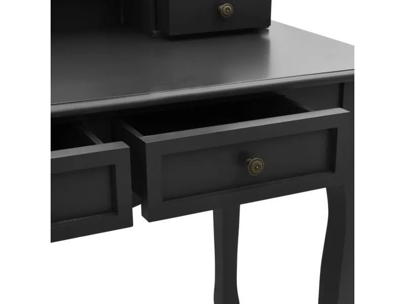 Ensemble de coiffeuse et tabouret Noir 100x40x146 cm Paulownia