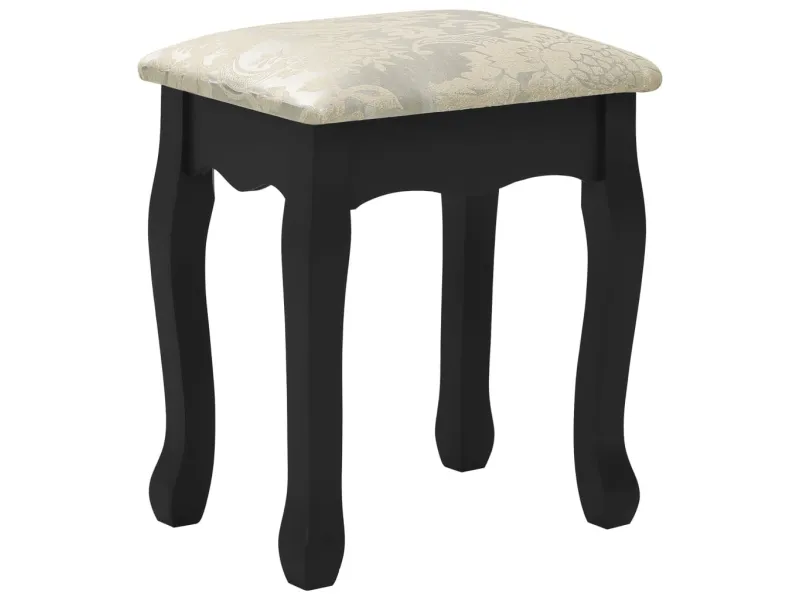 Ensemble de coiffeuse et tabouret Noir 100x40x146 cm Paulownia