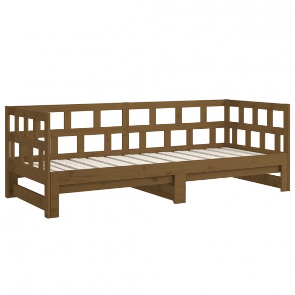 Lit coulissant Marron miel Bois de pin solide 2x(90x200) cm