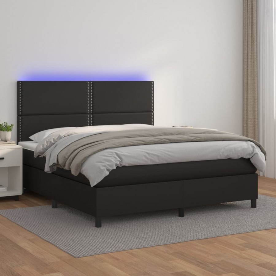 Cadre de lit avec matelas et LED Noir 160x200 cm