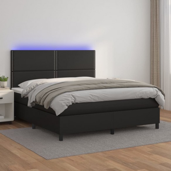 Cadre de lit avec matelas et LED Noir 160x200 cm