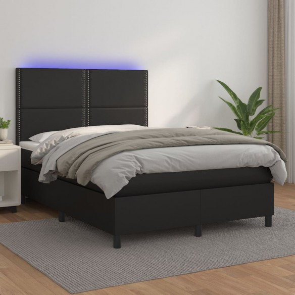 Cadre de lit avec matelas et LED Noir 140x190 cm