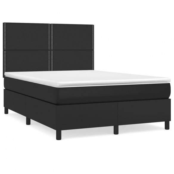 Cadre de lit avec matelas Noir 140x190 cm Similicuir