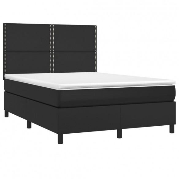 Cadre de lit avec matelas et LED Noir 140x190 cm