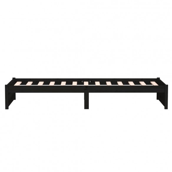 Cadre de lit Noir Bois massif 75x190 cm Petit simple