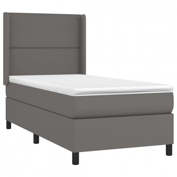 Cadre de lit avec matelas Gris 90x190 cm Similicuir