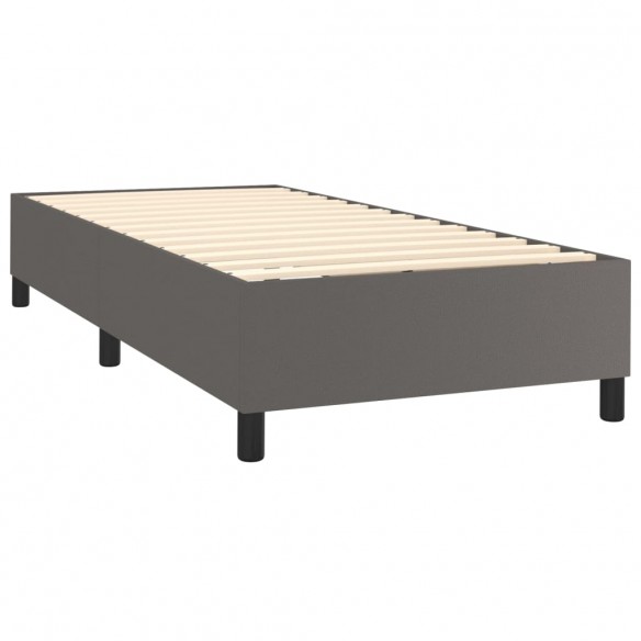 Cadre de lit avec matelas Gris 90x190 cm Similicuir