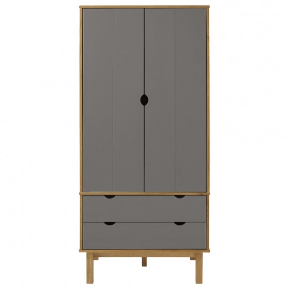 Garde-robe OTTA Marron et gris 76,5x53x172 cm Bois massif pin