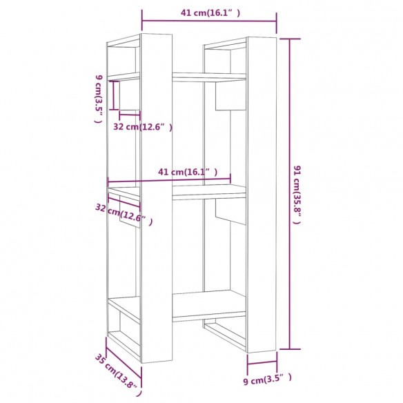 Bibliothèque/Séparateur de pièce 41x35x91 cm Pin massif