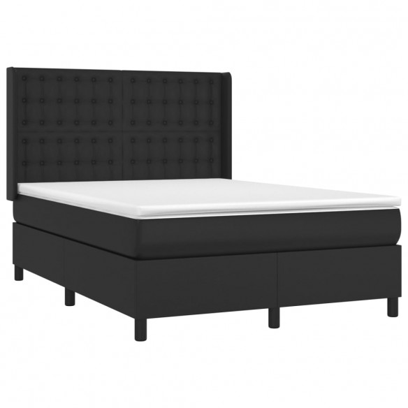 Cadre de lit avec matelas Noir 140x190 cm Similicuir