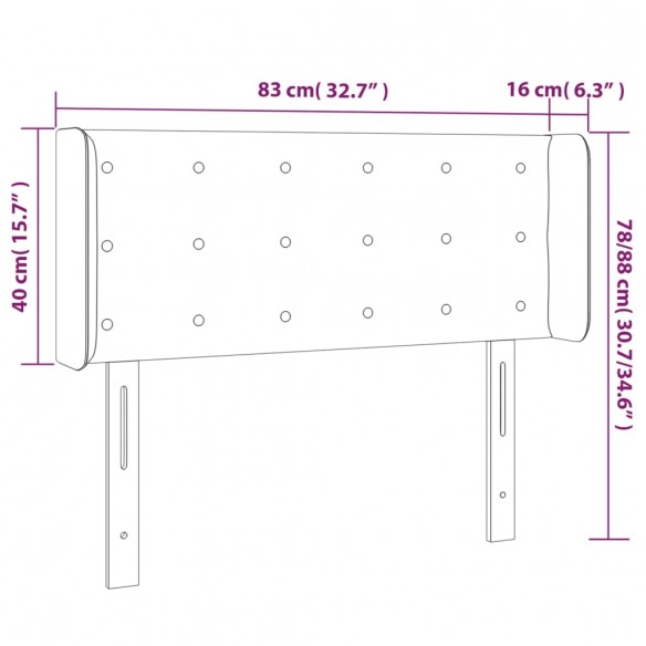 Tête de lit à LED Gris clair 83x16x78/88 cm Tissu