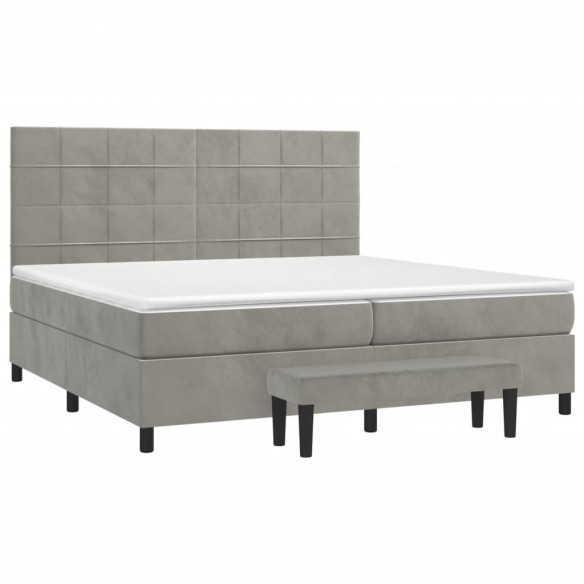 Cadre de lit et matelas Gris clair 200x200cm Velours