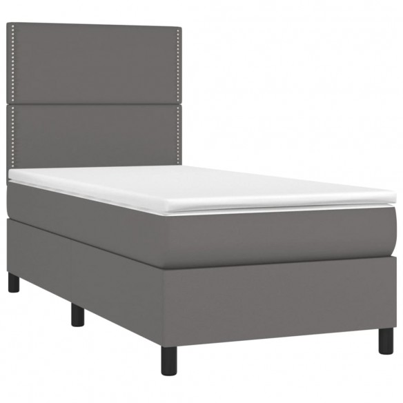 Cadre de lit avec matelas Gris 80x200 cm Similicuir