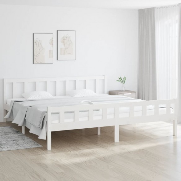 Cadre de lit blanc bois massif 160x200 cm