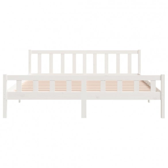 Cadre de lit blanc bois massif 160x200 cm