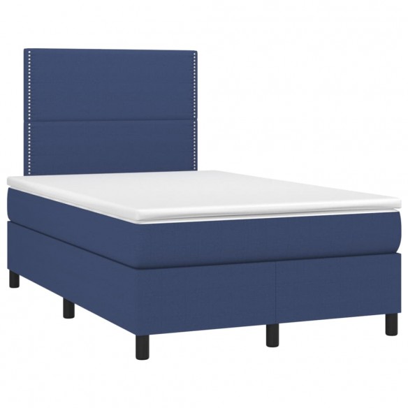 Cadre de lit et matelas et LED Bleu 120x200 cm Tissu