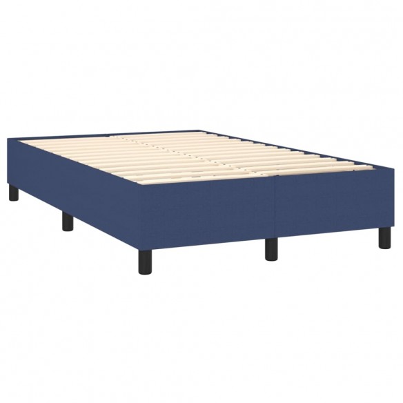 Cadre de lit et matelas et LED Bleu 120x200 cm Tissu