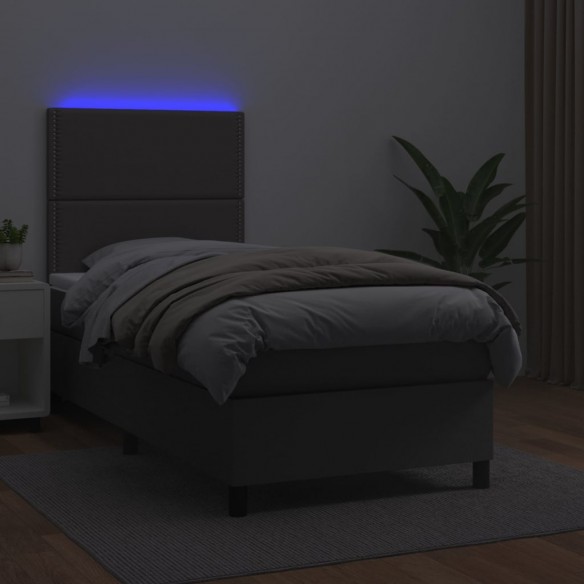 Cadre de lit avec matelas et LED Gris 80x200 cm