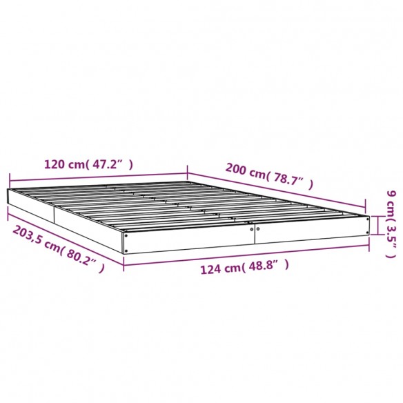 Cadre de lit Marron miel 120x200 cm Bois de pin massif