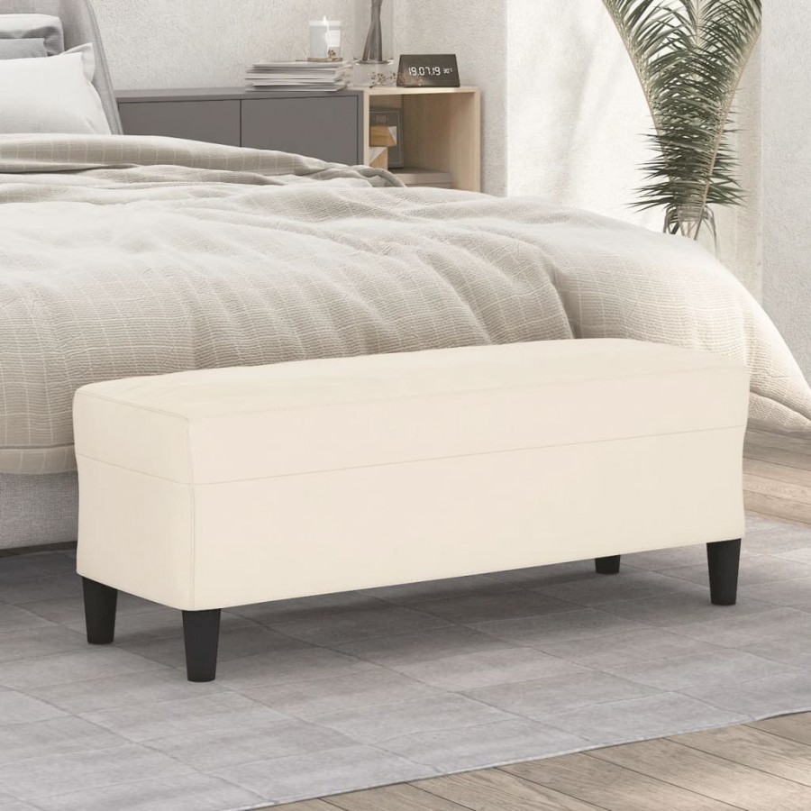 Banc Crème 100x35x41 cm Velours