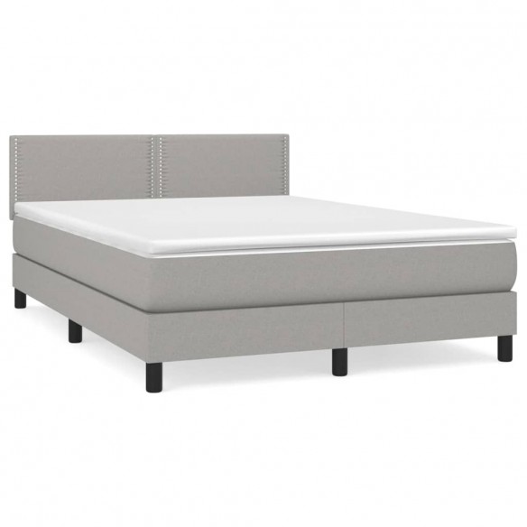 Cadre de lit avec matelas Gris clair 140x200cm Tissu