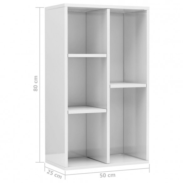 Bibliothèque/Buffet Blanc brillant 50x25x80 cm Aggloméré