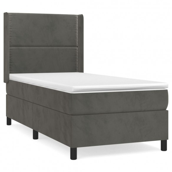 Cadre de lit et matelas Gris foncé 80x200 cm Velours