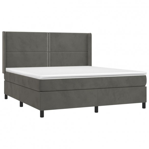 Cadre de lit et matelas Gris foncé 160x200cm Velours