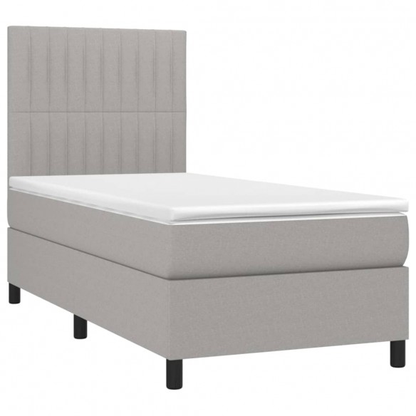 Cadre de lit avec matelas et LED Gris clair 90x200cm