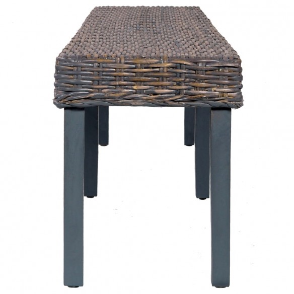 Banc 160 cm Gris Rotin naturel kubu et bois de manguier massif