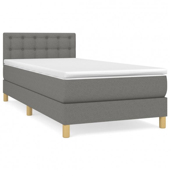 Cadre de lit avec matelas Gris foncé 80x200 cm Tissu