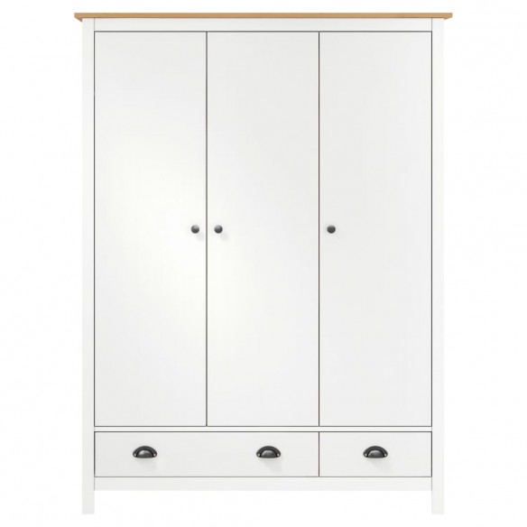 Garde-robe à 3 portes Hill Blanc 127x50x170 cm Bois pin solide