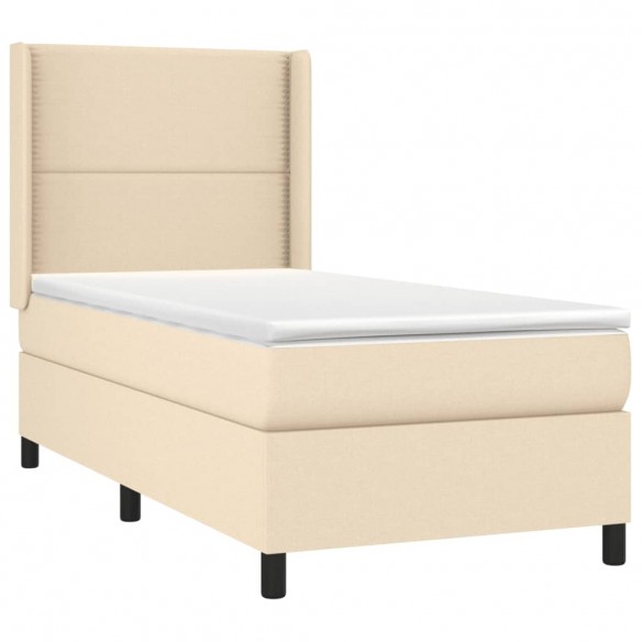 Cadre de lit matelas LED Crème 90x190 cm Tissu