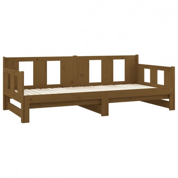 Lit coulissant Marron miel Bois de pin massif 2x(80x200) cm