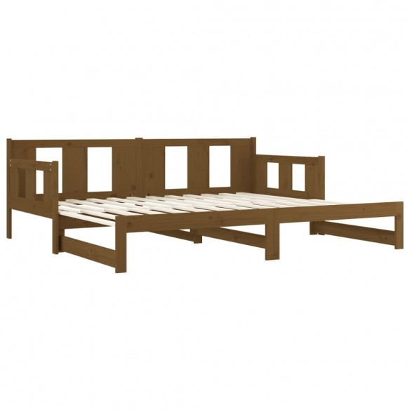 Lit coulissant Marron miel Bois de pin massif 2x(80x200) cm