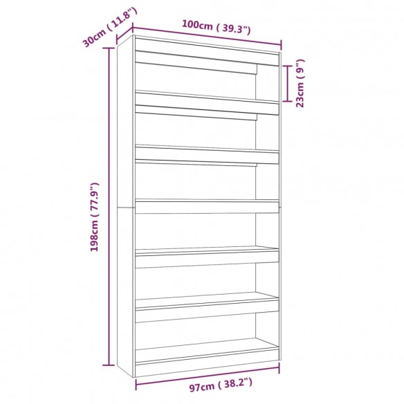 Bibliothèque/Cloison Blanc 100x30x198 cm Bois d'ingénierie